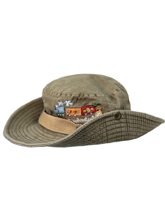 Washed Embroidery Pattern Caps Cowboy Cap with String Hip Hop Teens Men Hats for Outdoor-sports