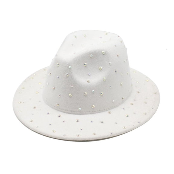 Wide Brim Cowboy Hat Knight Hat for Bachelorette Party Music Festival Heavy Crystal for Club Stage Photo Props