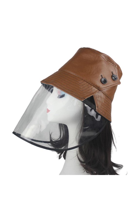 Women Men Detachable TPU Full Face Bucket Hat Faux Side Slit Buttons Wide Brim Protective Foldable Fisherman for Sun Cap