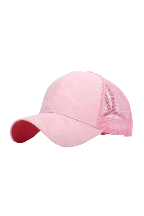 Womens Ponytail Baseball Cap Adjustable High Messy Bun Ponycap Vintage Mesh Back Camouflage Pattern for Sun Hat
