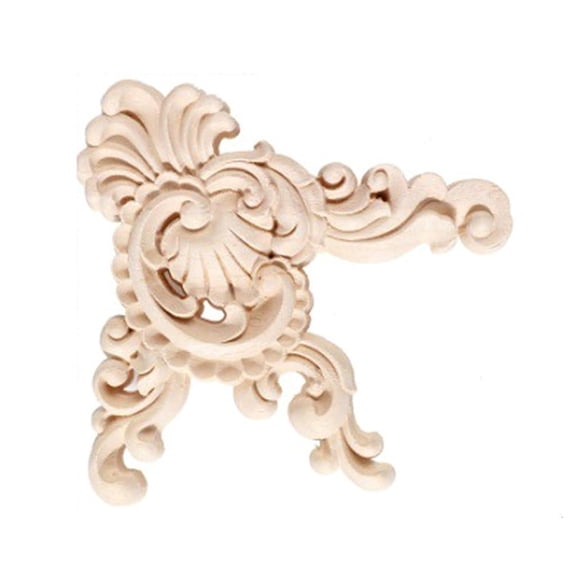 Yihuala Wood Craftings Floral Wall Trim Decorative Molding Strong Natural Finish Craftings for Ceiling Cabinet Doors
