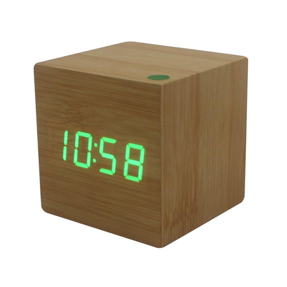 Yihuala Wooden Led Alarm Clock Electronic Digital Display for Time ...