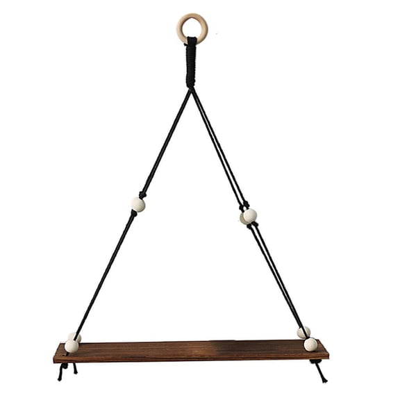 Yihuala Wooden Wall Shelf Cotton Rope Swing Shelf Plant Flower Hanging Stand Storage Rack Home Decoration