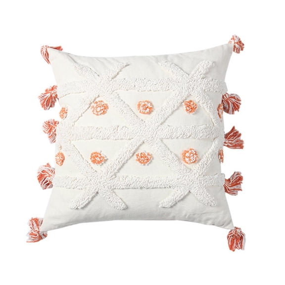 Yihuala Woven Tufted Throw Pillow for Case with Tassels Modern Geometric for Triangle Pattern Square Cushi