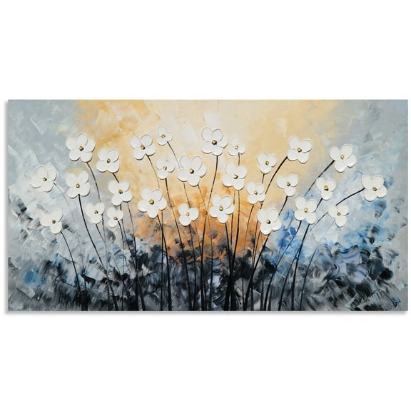 Yihui Arts Flower Canvas Wall Art with 3D Hand Painted  for Living Room Bedroom Dinning Decor