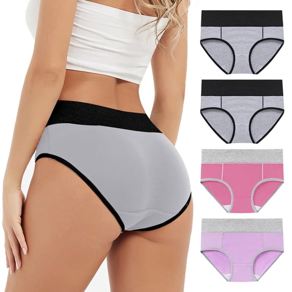 Yijfswar 4-Pack Women's Underwear High Waisted Briefs Full Coverage Panties