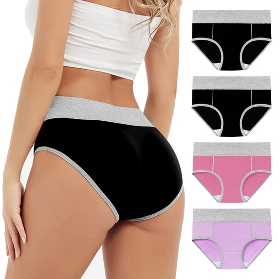 Yijfswar 4-Pack Women's Underwear High Waisted Briefs Full Coverage Panties