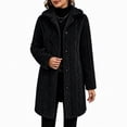 thumbnail image 1 of Yijfswar Cardigan for Women Hooded Long Fleece Jacket Button Down Outerwear, 1 of 5