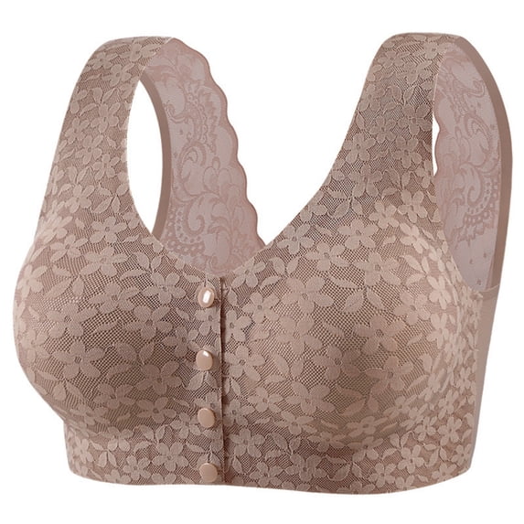 Yijfswar Front Close Wireless Bras for Women Padded Bralette Comfortable Snap Closing Sleep Bra, Size XXL