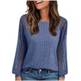thumbnail image 1 of Yijfswar Long Sleeve Tshirts for Women Crewneck Fall Outfits Knit Tops Business Casual Tunic Work Tops Lace Patchwork Blouse, S-2XL, 1 of 6