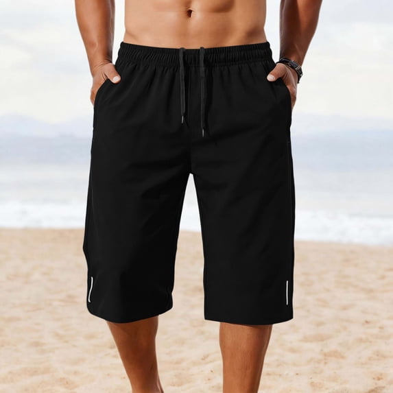 Yijfswar Men's Lightweight Breathable Summer Shorts Casual Drawstring Elastic Running Gym Outdoor Shorts with Pockets, Size XXL