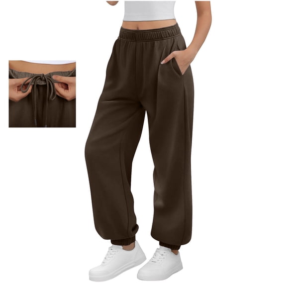 Yijfswar Womens Baggy Wide Leg Sweatpants Casual Drawstring Elastic Waist Fall Sweat Pants with Pockets for Workout Running Yoga Travel, Size XL