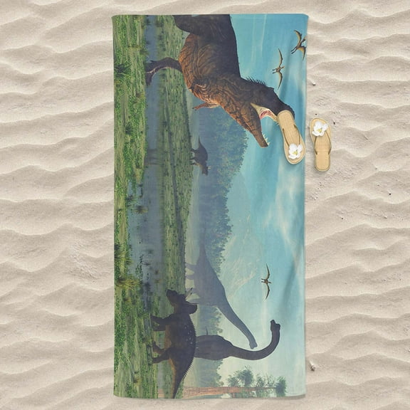 Yika Beach Blankets Beach Towel Fine Fiber Dinosaur Color Printing Drying Beach Towel Bath Towel Wrap Towel Bath Towel