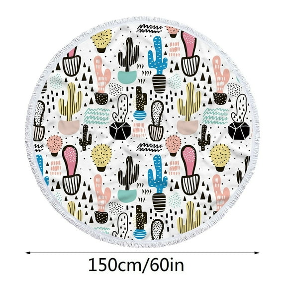Yika Beach Blankets Beach Towel Round Printed Microfiber Beach Towel Super Lightweight Colorful Bath Towel Sandproof Beach Blanket Beach Mat Multi-Purpose Towel For Tr