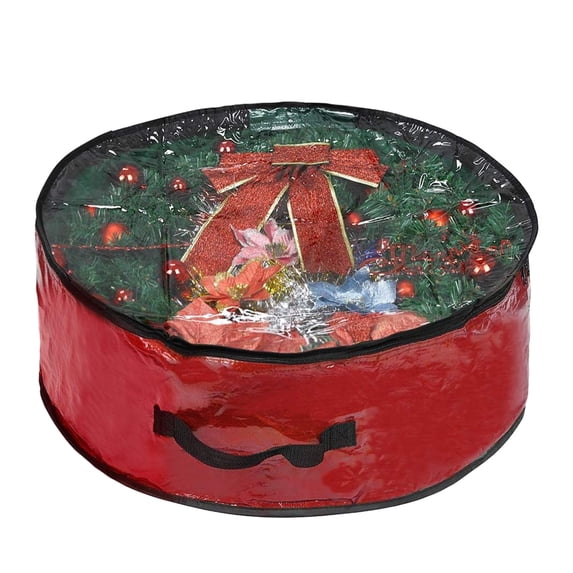 Yika Christmas Wreath Storage Bag - Garland Holiday Container With Clear Window - Tear Proof Fabric