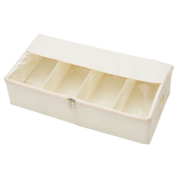 Yika Divided Multifunctional Fabric Shoe Box, Home Storage Box With Visibility & Side Handle, 23.6x 11.8x 5.7inch