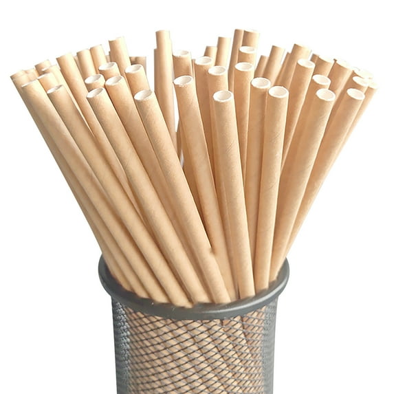 Yika Drinking Straw Clearance Disposable Paper Straws Drink Straws Party Dessert Decoration 25pc Khaki