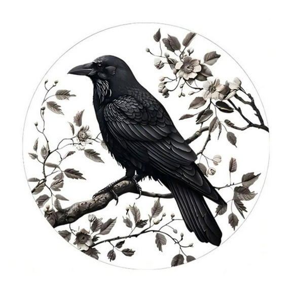 Yika Halloween Decorations Halloween Crow Transparent Acrylic Disc Catcher With Chain Window Decoration Porch Pendant Decorative