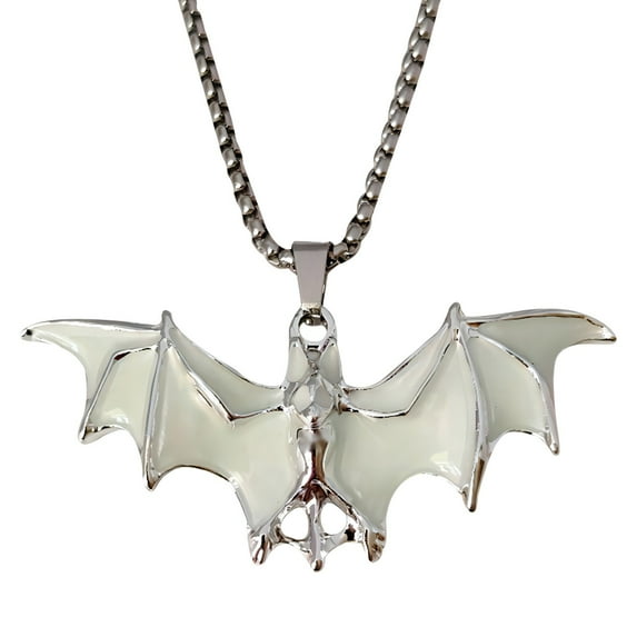 Yika Halloween Decorations Halloween Dark Glowing Bats Pendant Cool Street Festival Necklace Accessory