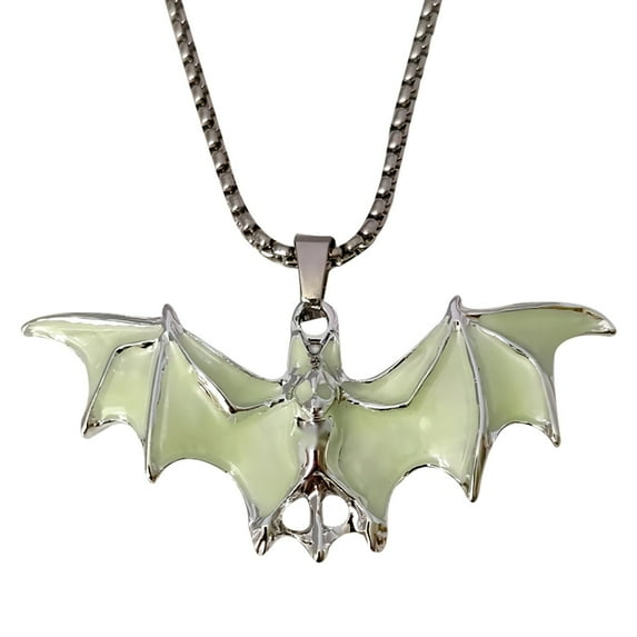Yika Halloween Decorations Halloween Dark Glowing Bats Pendant Cool Street Festival Necklace Accessory