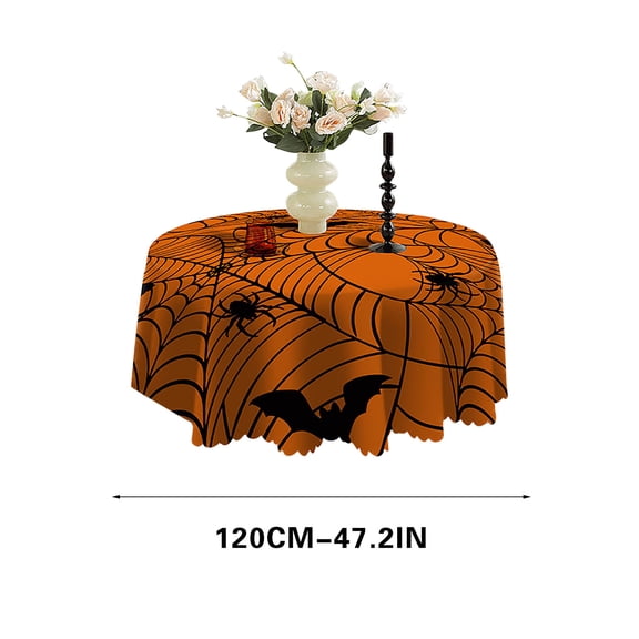 Yika Halloween Decorations Oil Resistants Halloween Decorative Tablecloth Circular Digital Printed Tablecloth