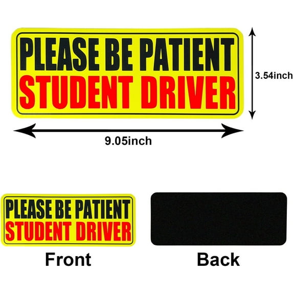 Yika Magnet for Car, Please Be Patient Student Driver, New Drivers Sticker Safety Warning, Magnetic Reflective Rookie Driver Bumper Sticker Night Reflection 9.05X3.54 in