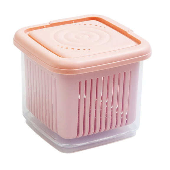 Yika Tupperware Kitchen Ginger Garlic Seasoning Drainer Refrigerator Organizer Double Drainage Refrigerator Sealed Storage Boxes Pink