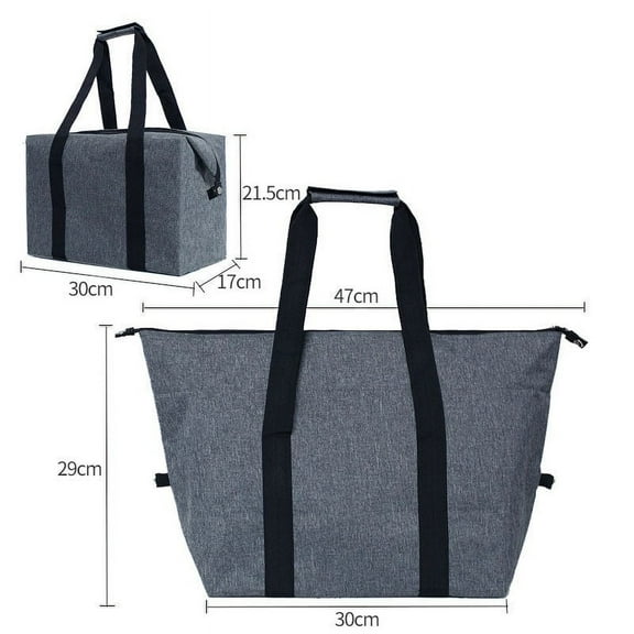 Yika Tupperware Outdoor Large Capacity Picnic Bag Camping Picnic Basket Travel Picnic Bag Portable Bento Bag Thermal Insulation Bag Gray