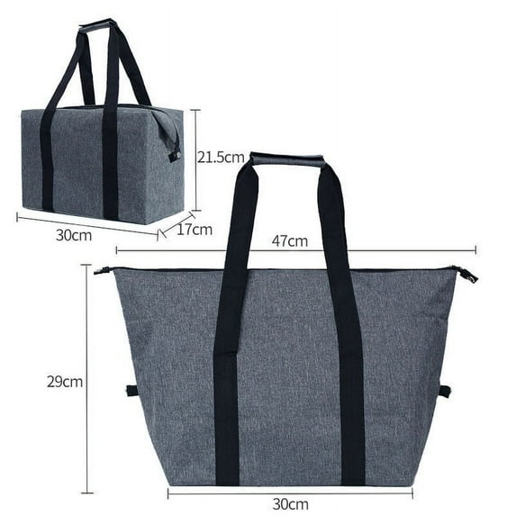 Yika Tupperware Outdoor Large Capacity Picnic Bag Camping Picnic Basket Travel Picnic Bag Portable Bento Bag Thermal Insulation Bag Gray