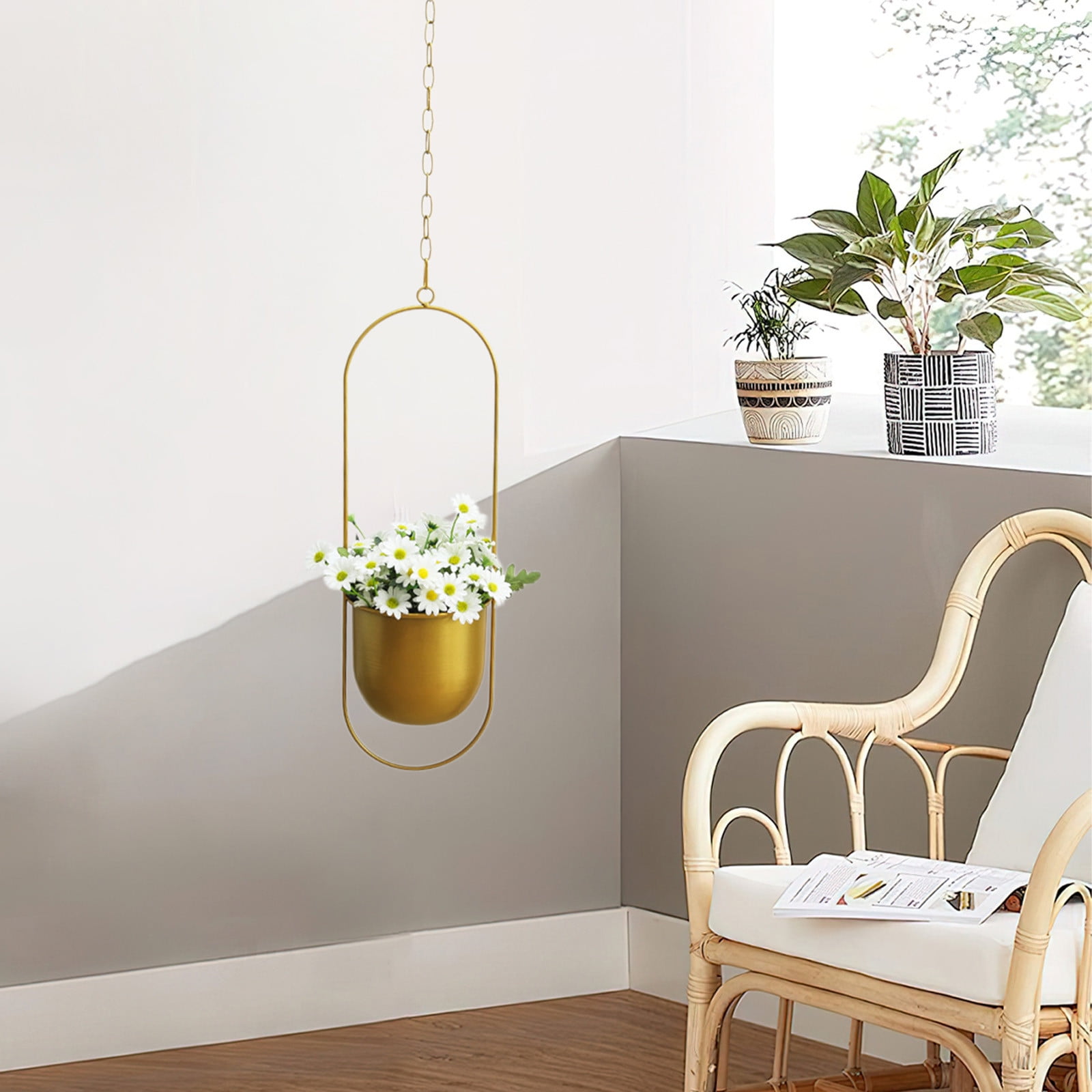 Yika Wrought Iron Flower Stand Hanging Indoor Planters Art Decor Metal ...