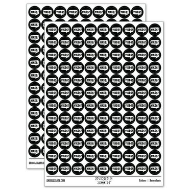 Yikes Callout Speech Bubble 200+ Round Stickers - Black - Gloss Finish - 0.50" Size