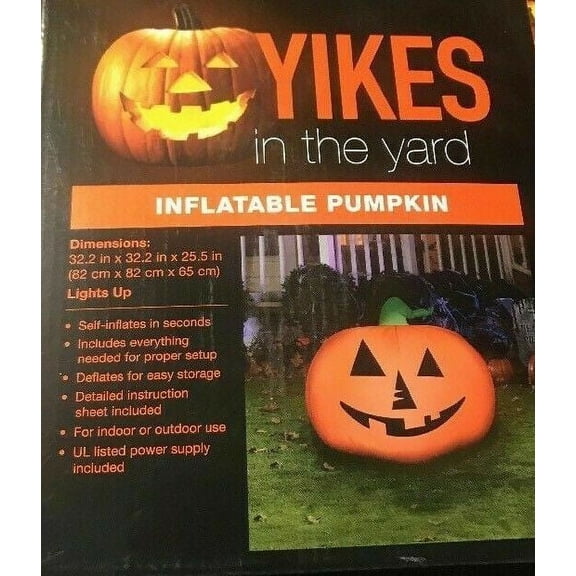 Yikes in the Yard 32 Inch Pumpkin Halloween Light Up Airblown Inflatable