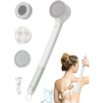 Yikeyo Electric Body Brush, Rechargeable Silicone Scrubber, IPX7 Waterproof Back Brush with Long Handle, and 4 Spin Brush Heads Suitable Men