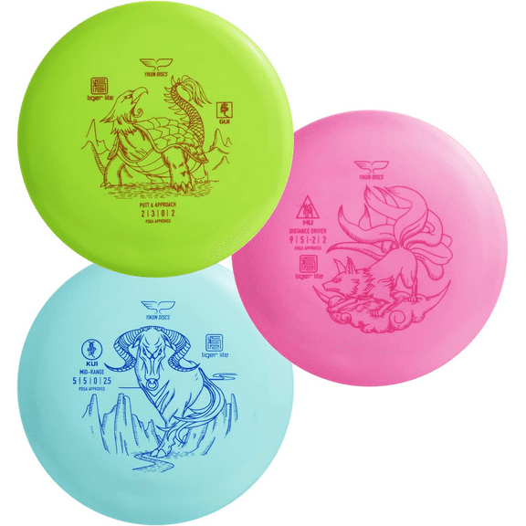 Yikun Discs - 3 Disc Set - Grippy and Affordable Tiger Line LIGHT Plastic