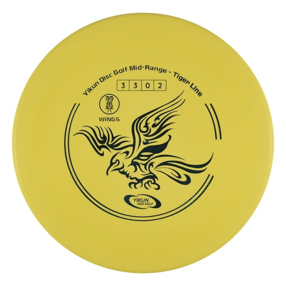 Yikun Discs - Wings - Mid-Range Disc Golf Utility Disc - Grippy Tiger Line Plastic (Yellow)
