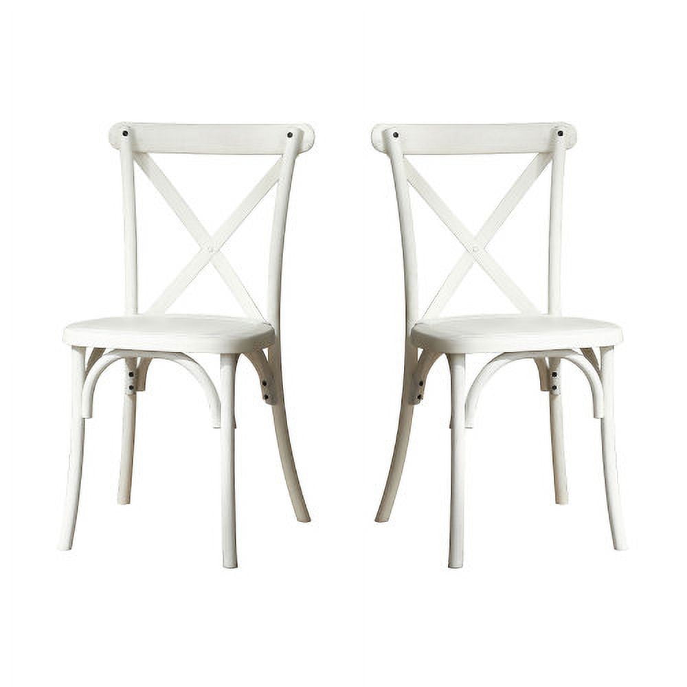 White Resin Cross Back Armless Side Chair Set