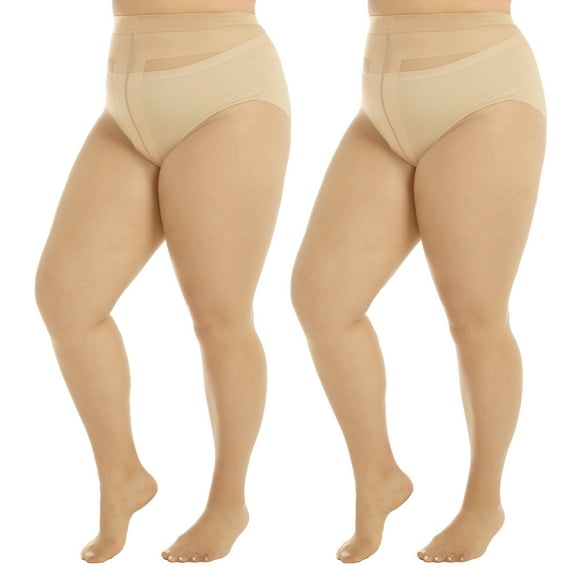 Yilanmy 2 Pairs Plus Size Pantyhose for Women 20D Sheer High Waist Tights