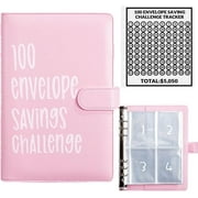 Yileqi 100 Envelope Money Saving Challenge Binder, Fun and Easy Way to Save $5,050, Budget Book with Cash Envelopes for Office, Home, School
