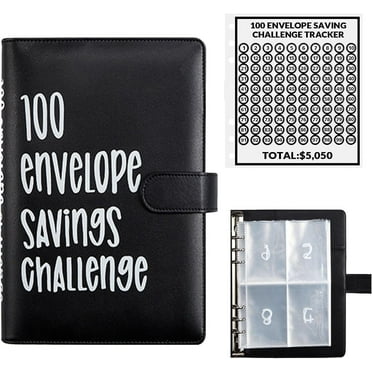 Yileqi 100 Envelope Money Saving Challenge Binder, Fun and Easy Way to Save $5,050, Budget Book with Cash Envelopes for Office, Home, School