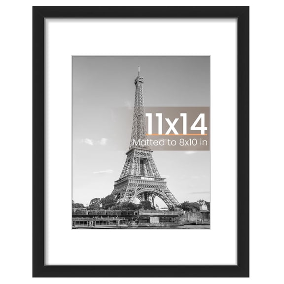 Yileqi 11x14 Picture Frame, Display Pictures 8x10 with Mat or 11x14 Without Mat, Wall Hanging Photo Frame, Black, 1 Pack