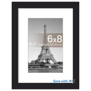Yileqi 6x8 Picture Frame, Display Pictures 4x6 with Mat or 6x8 Without Mat, Wall Hanging Photo Frame, Black, 1 Pack