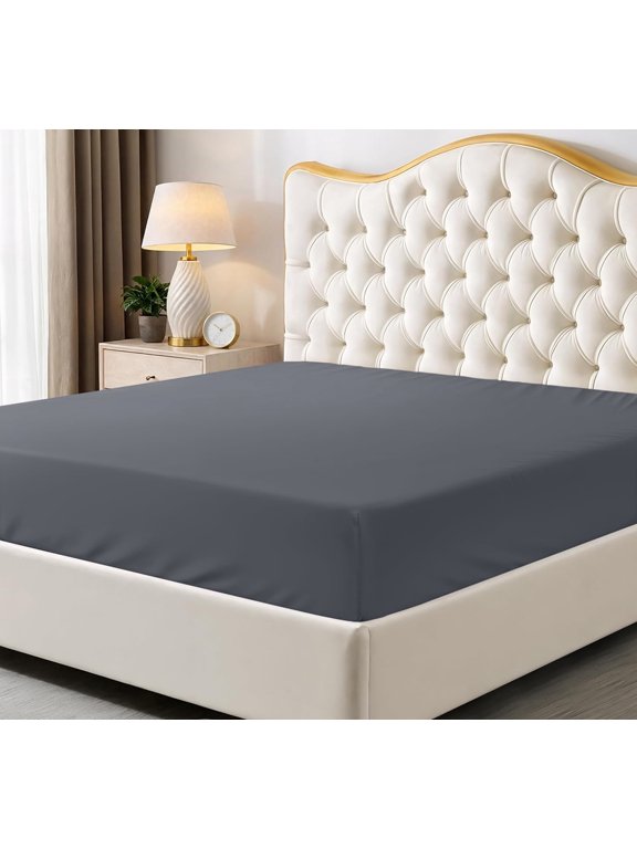 Bedding Queen Fitted Sheet - Bottom Sheet - Deep Pocket - Soft Microfiber - Shrinkage and Fade Resistant - Easy Care -1 Fitted Sheet Only, Grey