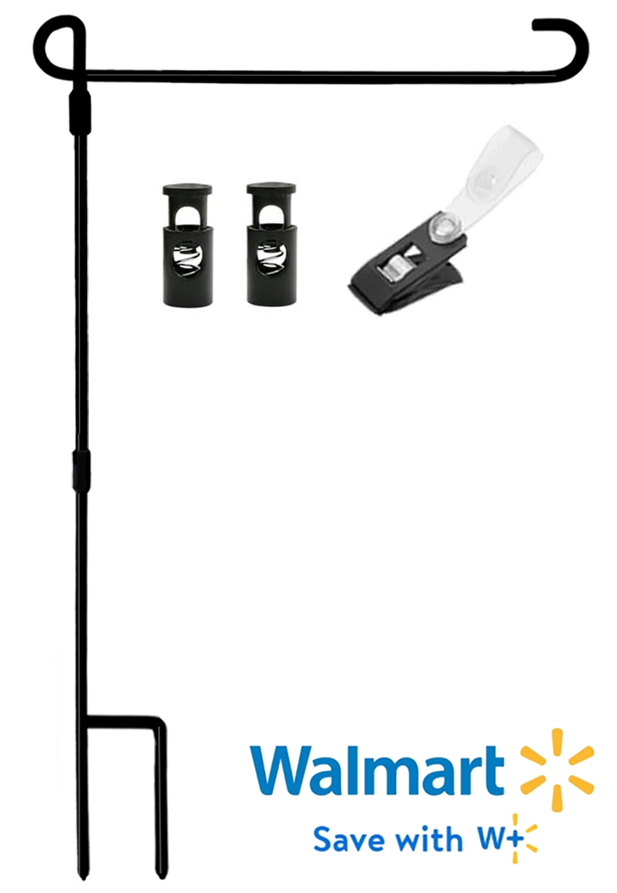 Yileqi Garden Flag Stand, Premium Garden Flag Pole Holder Metal Powder-Coated Weather-Proof Paint with Clip and Two Spring Stoppers, Without Flag