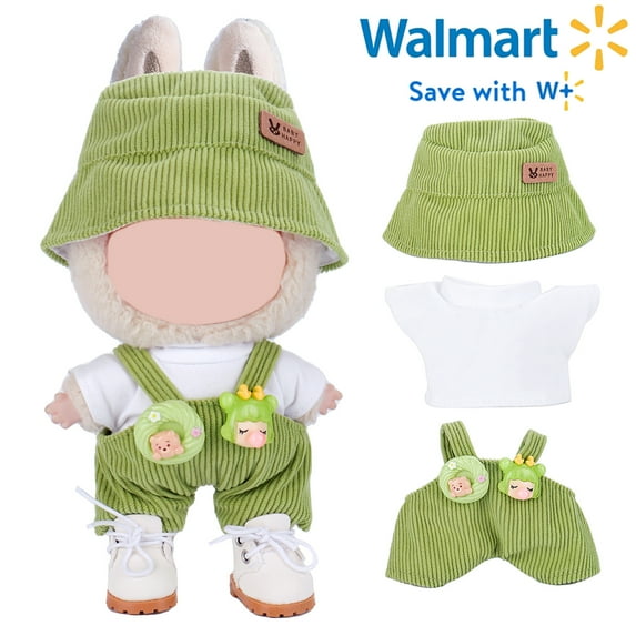Yileqi Luxury Clothes Set for Dolls 5.9-6.7 Inch, Hat Undershirt & Overalls Adorable Outfits for 17cm Dolls Dress Up Fashionable and Cute Clothing Accessories (No Doll Included)