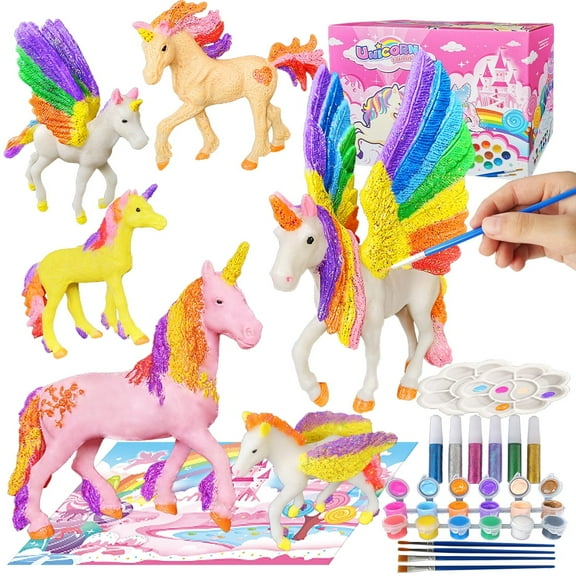 Yileqi Paint Your Unicorn Kit, Paint Craft Girls Arts Crafts Years Old, Unicorn Party Favor Activities Gift