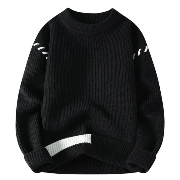 Yiliang Big and Tall Mens SweatersFall and Winter Long Sleeve Warm and Thermal Top Clothes ,Black,4XL