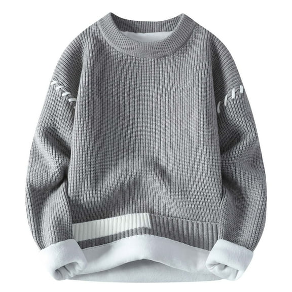 Yiliang Big and Tall Mens SweatersFall and Winter Long Sleeve Warm and Thermal Top Clothes ,Gray,M