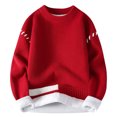 thumbnail image 1 of Yiliang Big and Tall Mens SweatersFall and Winter Long Sleeve Warm and Thermal Top Clothes ,Red,L, 1 of 6