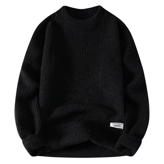 Yiliang Big and Tall Sweaters for Men Fall and Winter Long Sleeve Warm and Thermal Top Clothes ,Black,2XL
