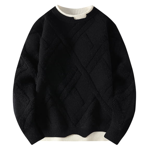 Yiliang Big and Tall Sweaters for Men Fall and Winter Long Sleeve Warm and Thermal Top Clothes ,Black,2XL